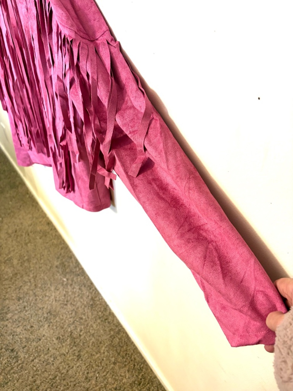 🆕Pink Fringe Faux Suede Crop Jacket - Women's Fashion Jacket. Size XXL. NWT. - Picture 7 of 9